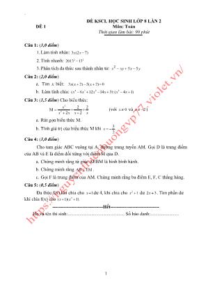 15 Đề khảo sát chất lượng học sinh môn Toán Lớp 8 lần 2 - Nguyễn Thiên Hương